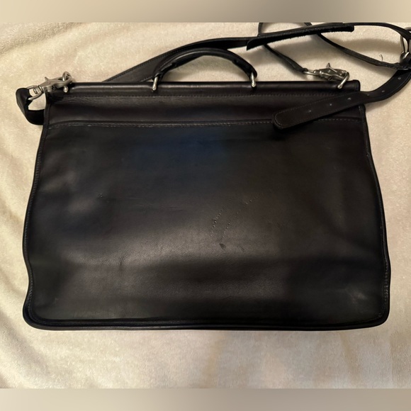 Vintage Coach black briefcase, shoulder strap, silver tone hardware in GUC - Picture 2 of 16